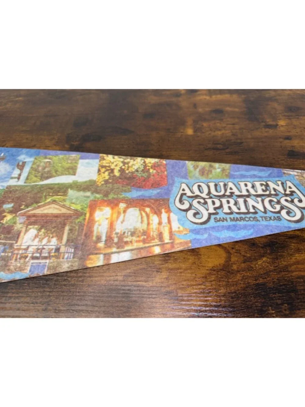 Vintage Aquarena Springs San Marcos Texas Souvenir Pennant 25 inches